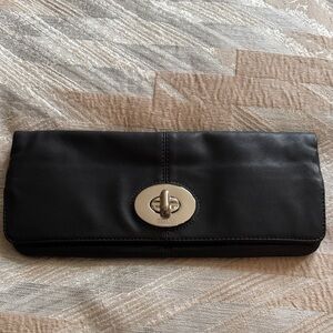 Coach Black Clutch with Silver Turn Lock